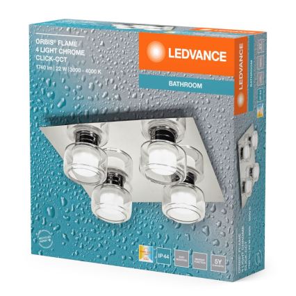 Ledvance - Світлодіодний стельовий світильник для ванної кімнати ORBIS FLAME 4xLED/5,5W/230V 3000/4000K IP44 хром