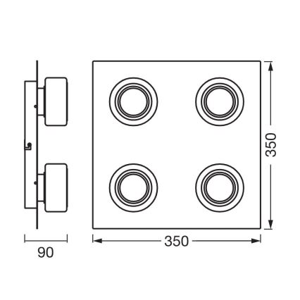 Ledvance - Світлодіодний стельовий світильник для ванної кімнати ORBIS FLAME 4xLED/5,5W/230V 3000/4000K IP44 хром