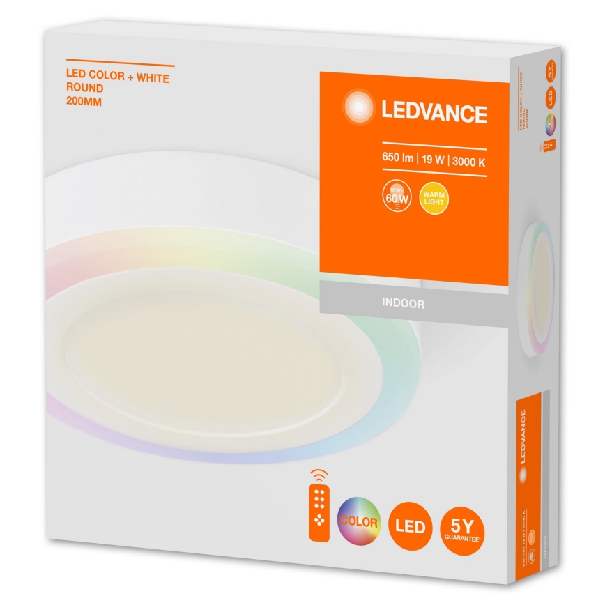Ledvance - Світлодіодний стельовий світильник RGB з регулюванням яскравості LED/19W/230V + ПУ