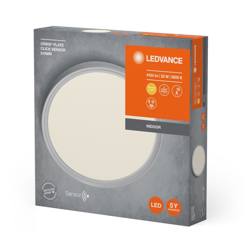 Ledvance - Світлодіодний стельовий світильник з датчиком PLATE LED/32W/230V 3000K