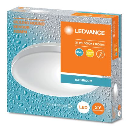 Ledvance - Світлодіодний стельовий світильник для ванної кімнати з датчиком CEILING ROUND LED/24W/230V IP44