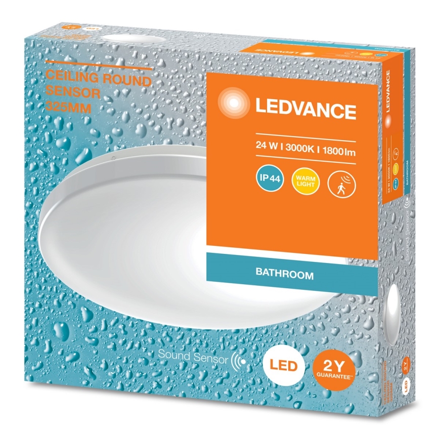 Ledvance - Світлодіодний стельовий світильник для ванної кімнати з датчиком CEILING ROUND LED/24W/230V IP44