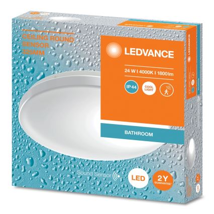Ledvance - Світлодіодний стельовий світильник для ванної кімнати з датчиком CEILING ROUND LED/24W/230V IP44