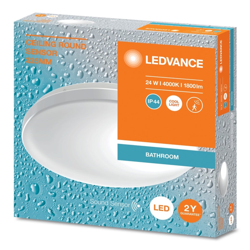 Ledvance - Світлодіодний стельовий світильник для ванної кімнати з датчиком CEILING ROUND LED/24W/230V IP44