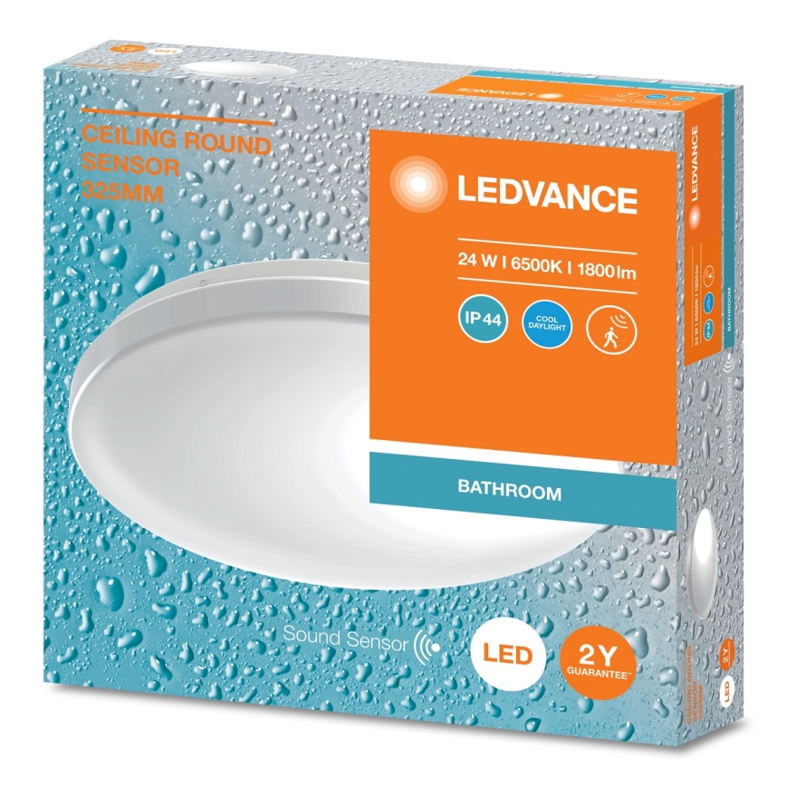 Ledvance - Світлодіодний стельовий світильник для ванної кімнати з датчиком CEILING ROUND LED/24W/230V IP44