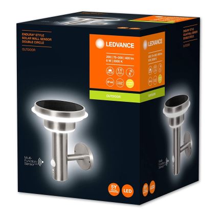 Ledvance - LED Світильник з регулюванням яскравості та датчиком руху й датчиком освітленості на сонячній батареї CIRCLE LED/6W/3,2V 2200 mAh IP44