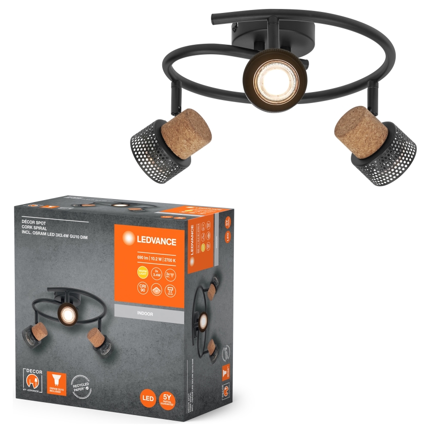 Ledvance - Світлодіодний точковий світильник DECOR CORK 3xGU10/3,4W/230V