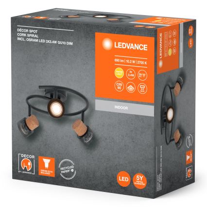Ledvance - Світлодіодний точковий світильник DECOR CORK 3xGU10/3,4W/230V