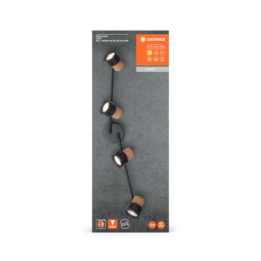 Ledvance - Світлодіодний точковий світильник DECOR CORK 4xGU10/3,4W/230V