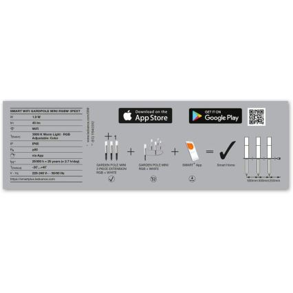 Ledvance - Удлинительный НАБОР 3x Светодиодная уличная RGBW-лампа SMART+ MINI 3xLED/1,9W/230V IP44 Wi-Fi