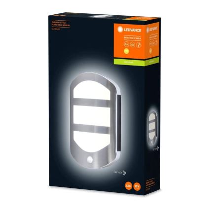 Ledvance - Уличный светодиодный настенный светильник с датчиком PLATE LED/12,5W/230V IP44