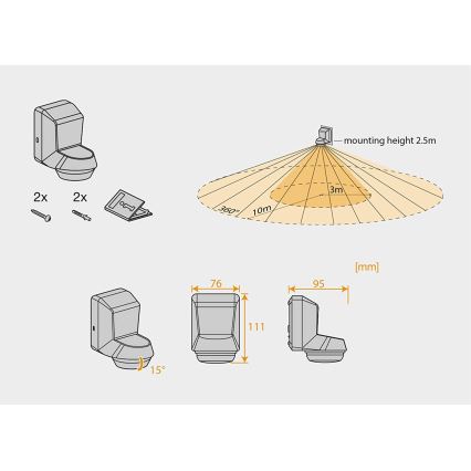 Ledvance - Уличный инфракрасный датчик движения 230V IP55 антрацит