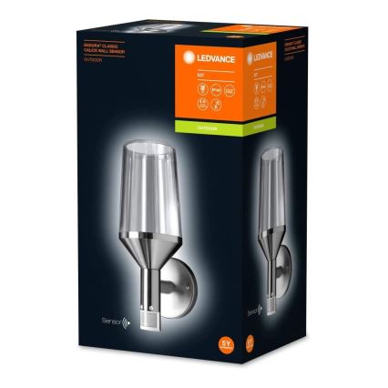 Ledvance - Уличный настенный светильник с датчиком CALICE 1xE27/60W/230V IP44