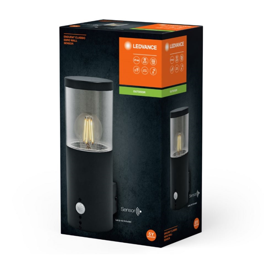Ledvance - Уличный настенный светильник с датчиком EBRO 1xE27/20W/230V IP44