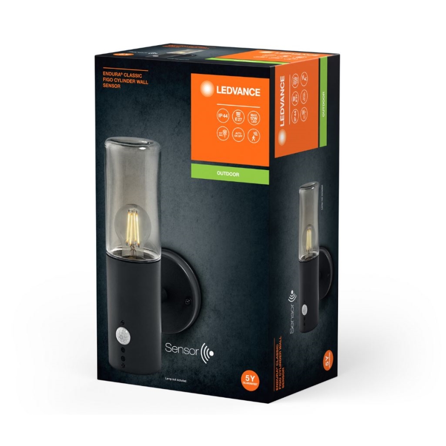 Ledvance - Уличный настенный светильник с датчиком FIGO CYLINDER 1xE27/20W/230V