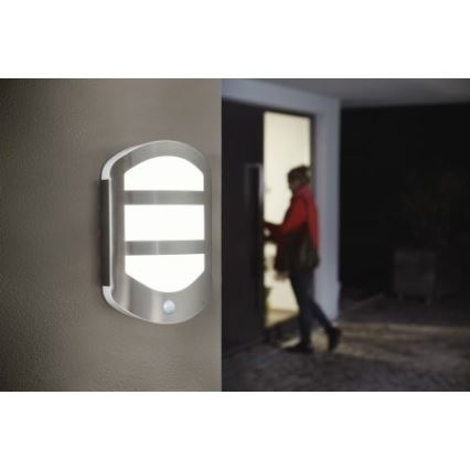 Ledvance - Уличный светодиодный настенный светильник с датчиком PLATE LED/12,5W/230V IP44