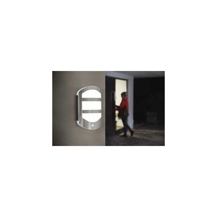 Ledvance - Уличный светодиодный настенный светильник с датчиком PLATE LED/12,5W/230V IP44