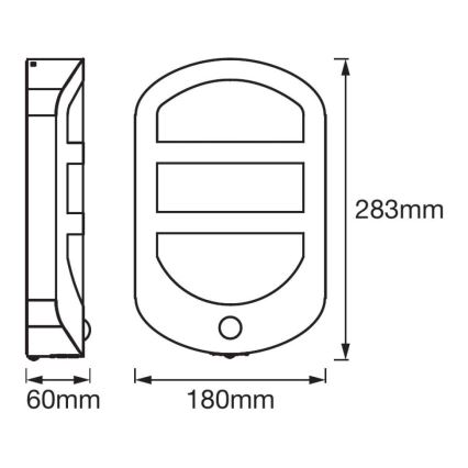 Ledvance - Уличный светодиодный настенный светильник с датчиком PLATE LED/12,5W/230V IP44