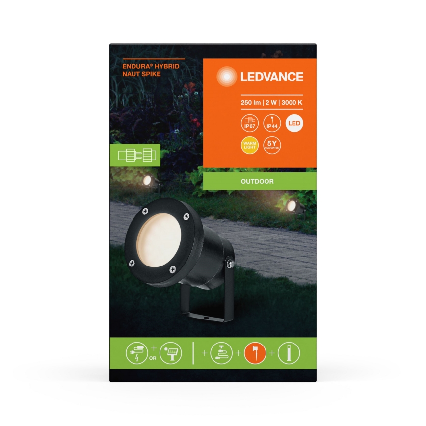 Ledvance - Вулична світлодіодна лампа ENDURA HYBRID NAUT SPIKE LED/2W/12V IP44