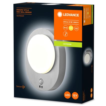 Ledvance - Вуличний настінний LED світильник з датчиком DISC LED/8W/230V IP44
