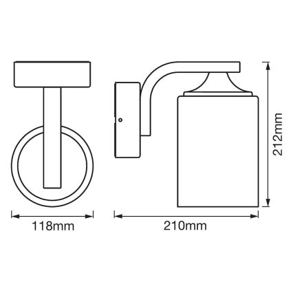 Ledvance - Вуличний настінний світильник CYLINDER 1xE27/60W/230V IP43