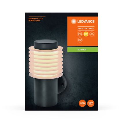 Ledvance - Вуличний світлодіодний настінний світильник ENDURA RONDO LED/9W/230V IP44 антрацит