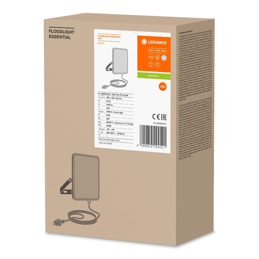 Ledvance - LED Вуличний настінний прожектор FLOODLIGHT ESSENTIAL LED/30W/230V 4000K IP65