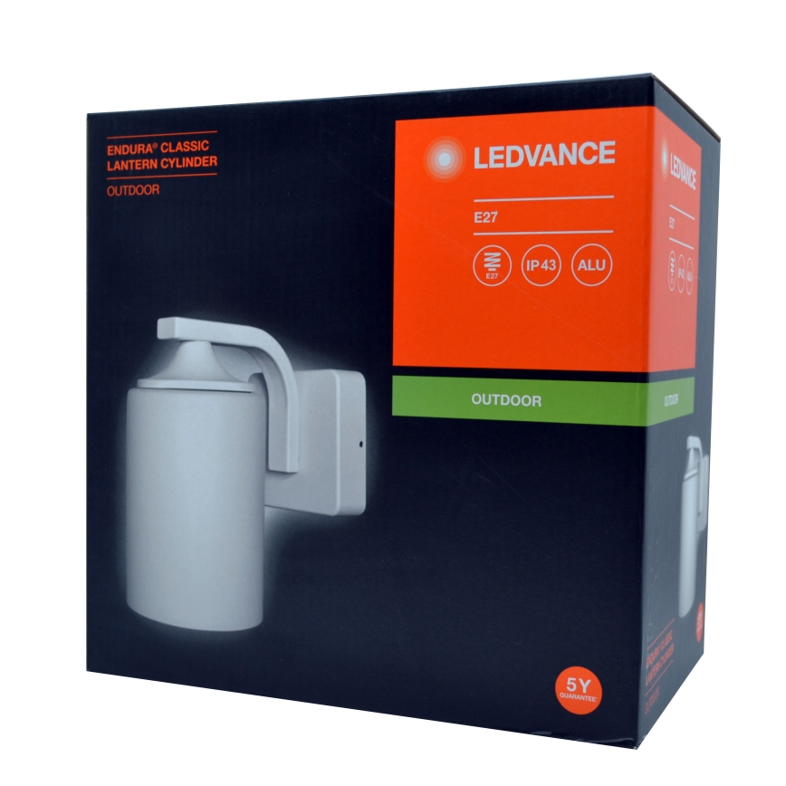 Ledvance - Вуличний настінний світильник CYLINDER 1xE27/60W/230V IP43 білий