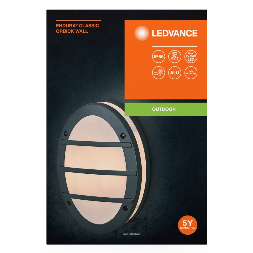 Ledvance - Вуличний настінний світильник ORBICK 2xE27/18W/230V IP65