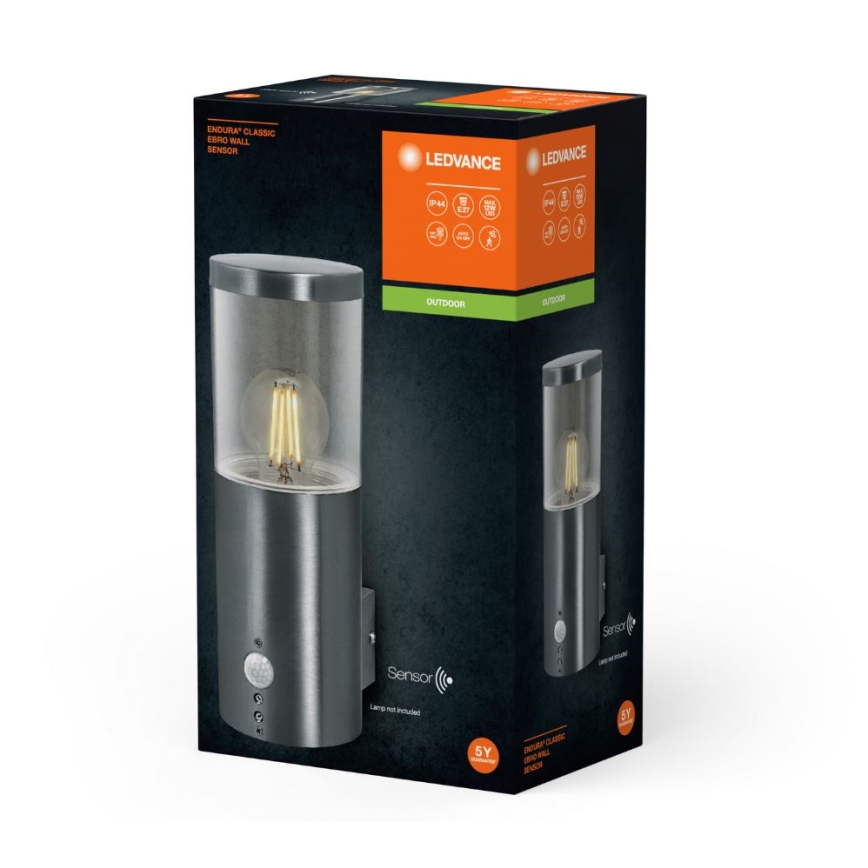 Ledvance - Вуличний настінний світильник з датчиком EBRO 1xE27/20W/230V IP44