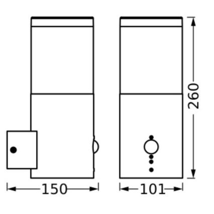 Ledvance - Вуличний настінний світильник з датчиком EBRO 1xE27/20W/230V IP44
