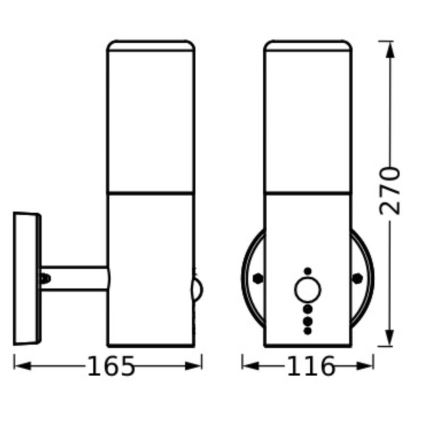 Ledvance - Вуличний настінний світильник з датчиком FIGO CYLINDER 1xE27/20W/230V