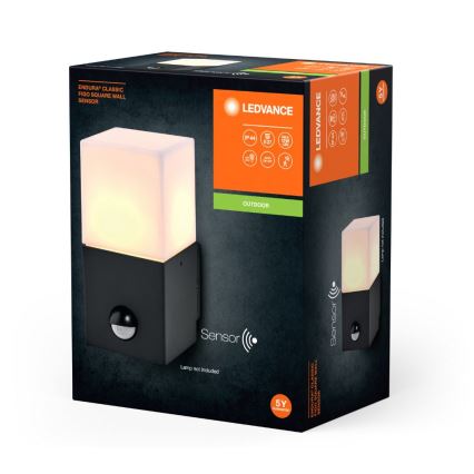 Ledvance - Вуличний настінний світильник з датчиком FIGO SQUARE 1xE27/20W/230V