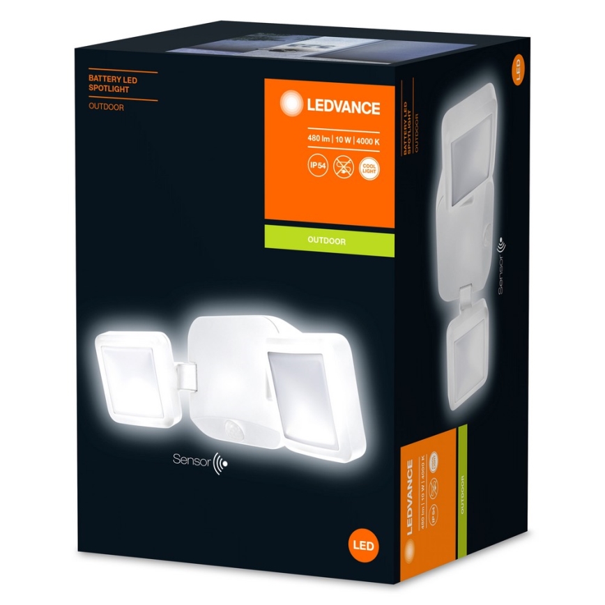 Ledvance - Вуличний світлодіодний настінний світильник з датчиком BATTERY 2xLED/10W/6V IP54