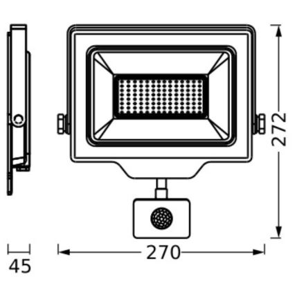Ledvance - LED Вуличний настінний прожектор з датчиком FLOODLIGHT ESSENTIAL LED/100W/230V IP65
