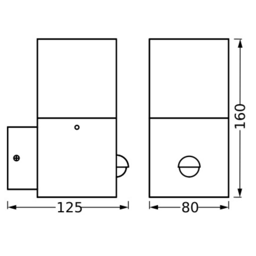 Ledvance - Зовнішній настінний світильник з датчиком FIGO SQUARE 1xE27/20W/230V