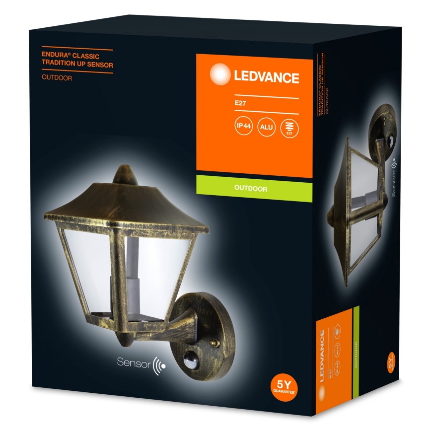 Ledvance - Зовнішній настінний світильник з датчиком ENDURA 1xE27/60W/230V IP44