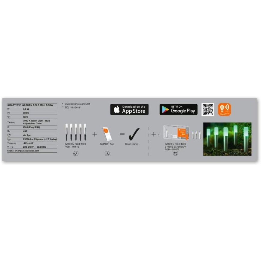 Ledvance - КОМПЛЕКТ 5x LED RGBW Зовнішня лампа SMART+ MINI 5xLED/5,7W/230V IP65 Wi-Fi