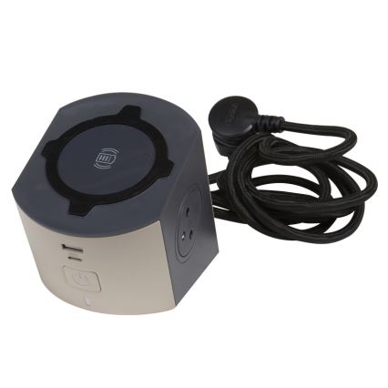 Legrand 049402 - Розетка-розгалужувач з вимикачем 2 розетки Тип E + USB-A + USB-C і бездротовою зарядкою 10W 2м коричневий