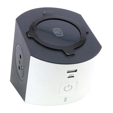 Legrand 049412 - Розетка-розгалужувач з вимикачем 2 розетки Тип E + USB-A + USB-C і бездротовою зарядкою 10W 2м білий