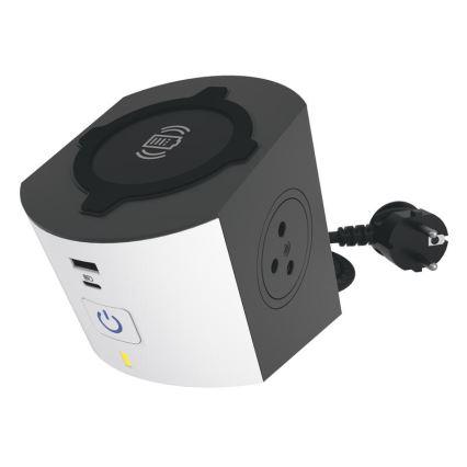Legrand 049412 - Сетевой разветвитель с выключателем 2Z Тип E + USB-A + USB-C и беспроводная зарядка 10W 2 м белый