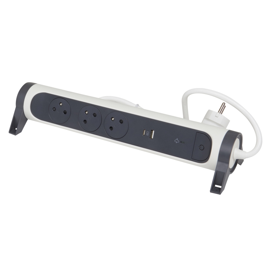 Legrand 049416 - Подовжувач з вимикачем 3 розетки Тип E + USB-A + USB-C 1,5м