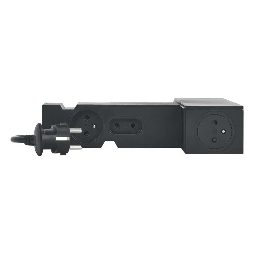 Legrand 049430 - Мультимедійний ХАБ з вимикачем 4 розетки Тип E + 4 розетки Тип C 2м чорний
