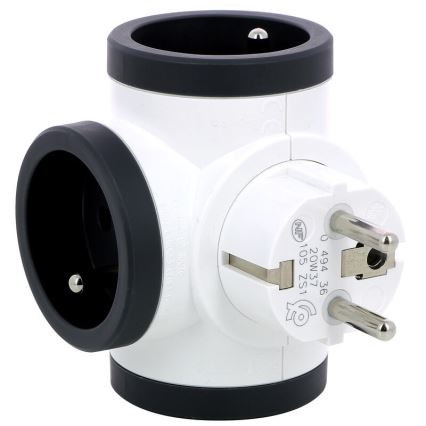 Legrand 049436 - Розетка-розгалужувач поворотна 3 розетки Тип E білий/чорний