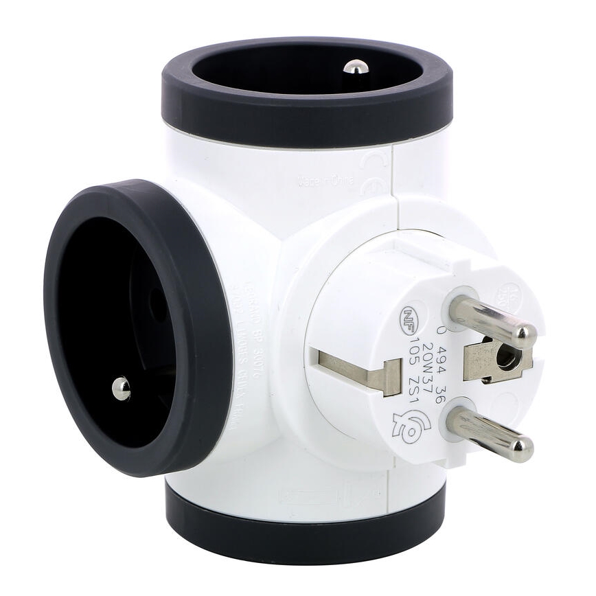 Legrand 049436 - Сетевой разветвитель поворотный 3Z Тип E белый/черный