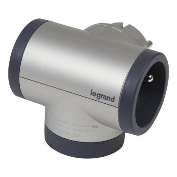 Legrand 049439 - Розетка-розгалужувач поворотна 2Z Тип E, F + USB-A + USB-C срібний/чорний