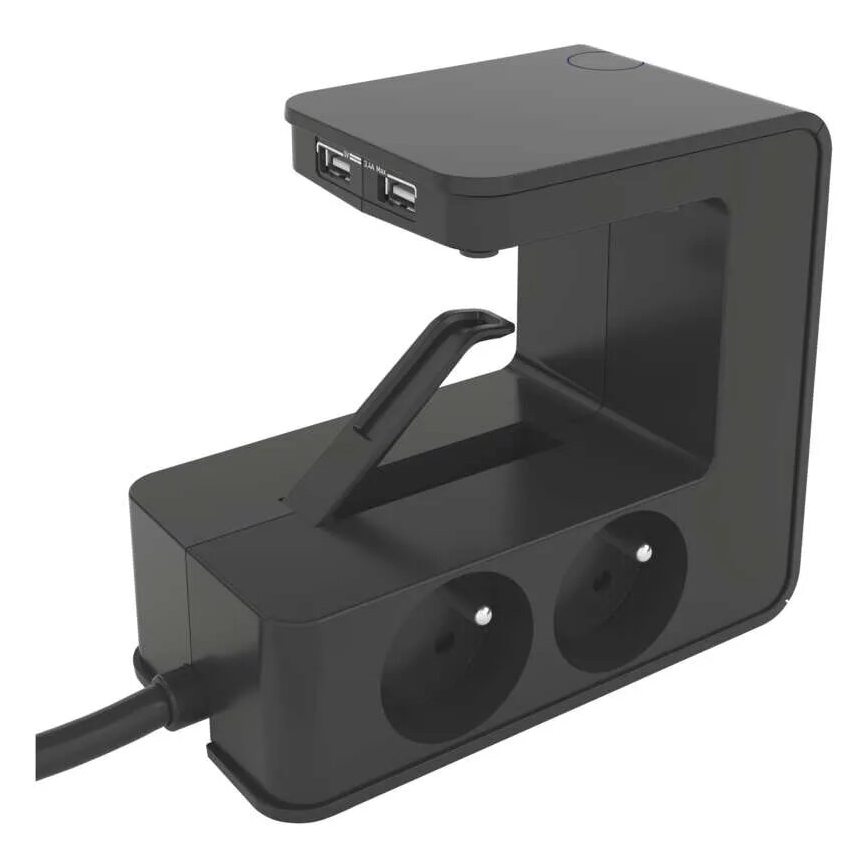 Legrand 050412 - Подовжувач з вимикачем для настільного використання 4 розетки Тип E + 2x USB-A 1,5м чорний