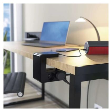 Legrand 050412 - Удлинитель с выключателем для столешницы 4Z Тип E + 2x USB-A 1,5 м черный