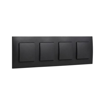 Legrand - 4-клавишный однополюсный выключатель № 1 с рамкой NILOE черный