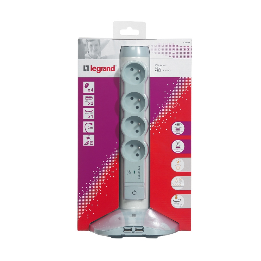 Legrand 50014 - Уличная розеточная колонна 230V/16A, 4x2P+T + 3xUSB, 2M